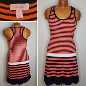 Lilly Pulitzer coral & navy striped sweate…